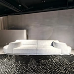 Modern Curved Modular Sofa with 360° Rotatable End Modules & Premium Textured Fabric